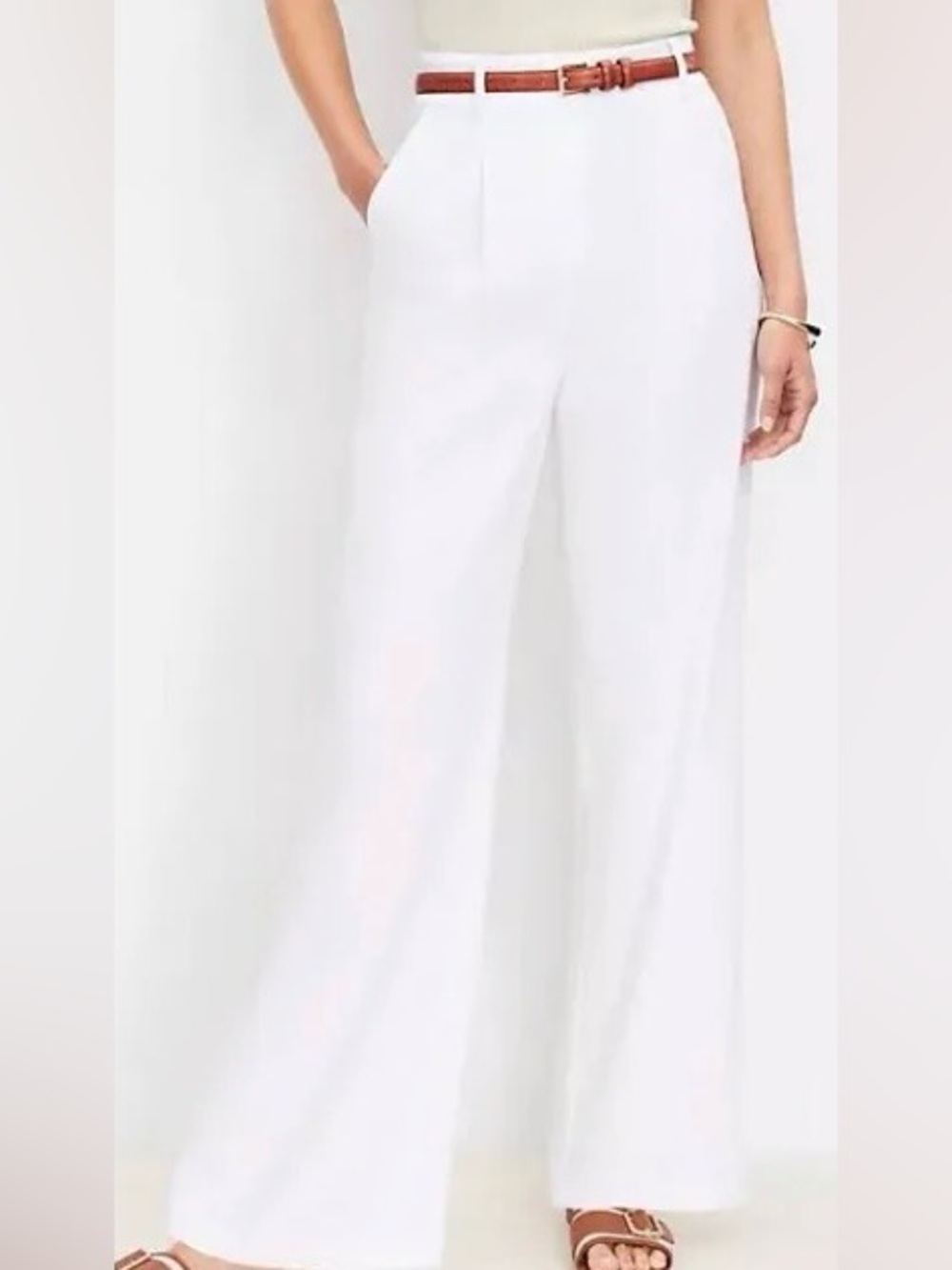 LOFT White Wide-Leg Trousers